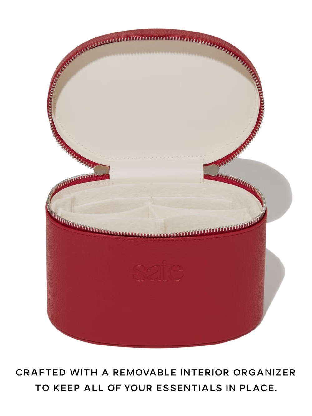 Saie Round Mini Vanity Case in Bold Red - Picture 6 of 6